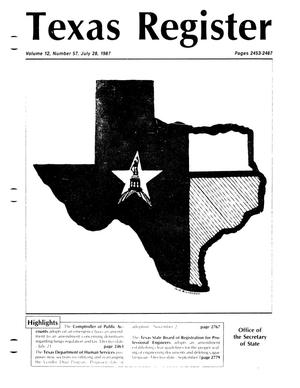 Primary view of object titled 'Texas Register, Volume 12, Number 57, Pages 2453-2487, July 28, 1987'.