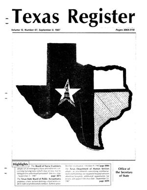 Primary view of object titled 'Texas Register, Volume 12, Number 67, Pages 3069-3110, September 8, 1987'.