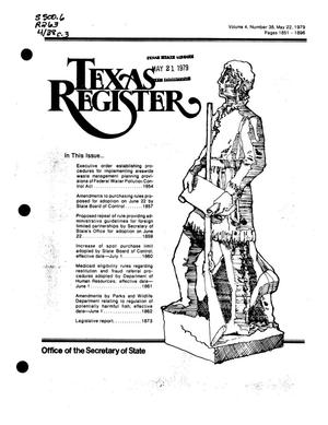 Primary view of object titled 'Texas Register, Volume 4, Number 38, Pages 1851-1896, May 22, 1979'.