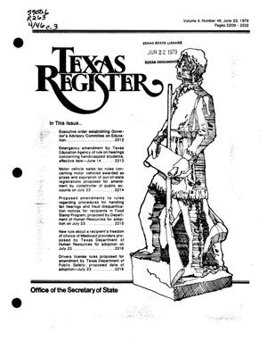 Primary view of object titled 'Texas Register, Volume 4, Number 46, Pages 2209-2232, June 22, 1979'.