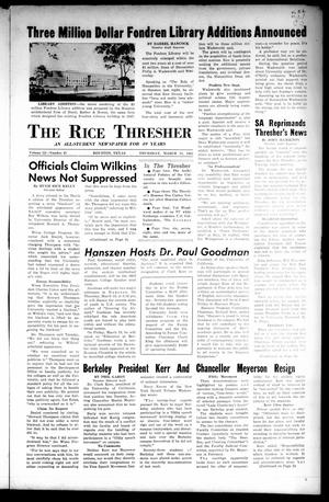 Primary view of object titled 'The Rice Thresher (Houston, Tex.), Vol. 52, No. 21, Ed. 1 Thursday, March 11, 1965'.