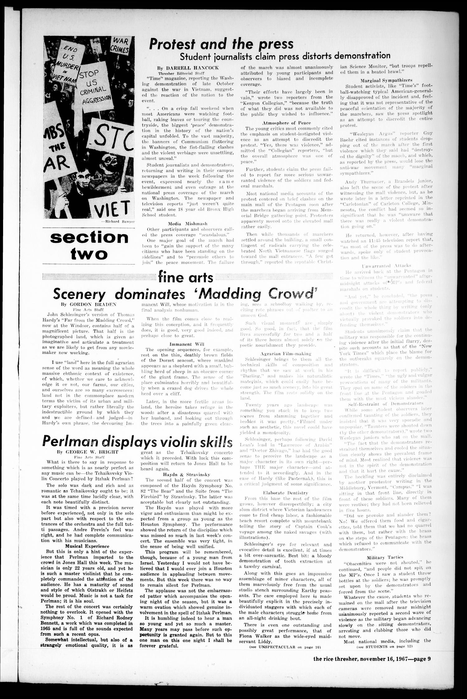 The Rice Thresher (Houston, Tex.), Vol. 55, No. 10, Ed. 1 Thursday, November 16, 1967
                                                
                                                    [Sequence #]: 9 of 16
                                                
