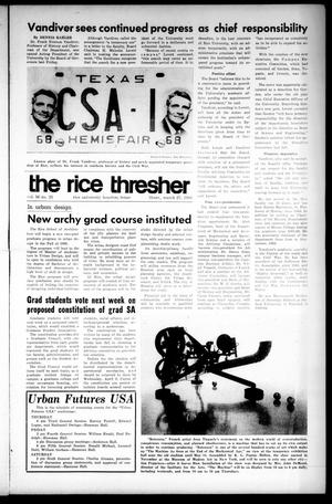 Primary view of object titled 'The Rice Thresher (Houston, Tex.), Vol. 56, No. 25, Ed. 1 Thursday, March 27, 1969'.