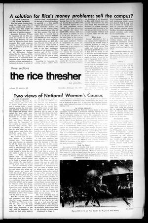 Primary view of object titled 'The Rice Thresher (Houston, Tex.), Vol. 60, No. 21, Ed. 1 Thursday, February 15, 1973'.