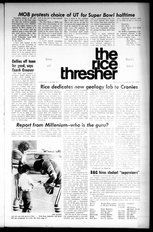 Primary view of object titled 'The Rice Thresher (Houston, Tex.), Vol. 61, No. 13, Ed. 1 Thursday, November 15, 1973'.