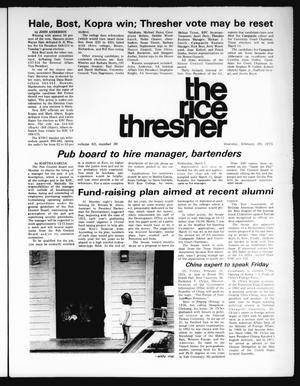 Primary view of object titled 'The Rice Thresher (Houston, Tex.), Vol. 62, No. 30, Ed. 1 Thursday, February 20, 1975'.