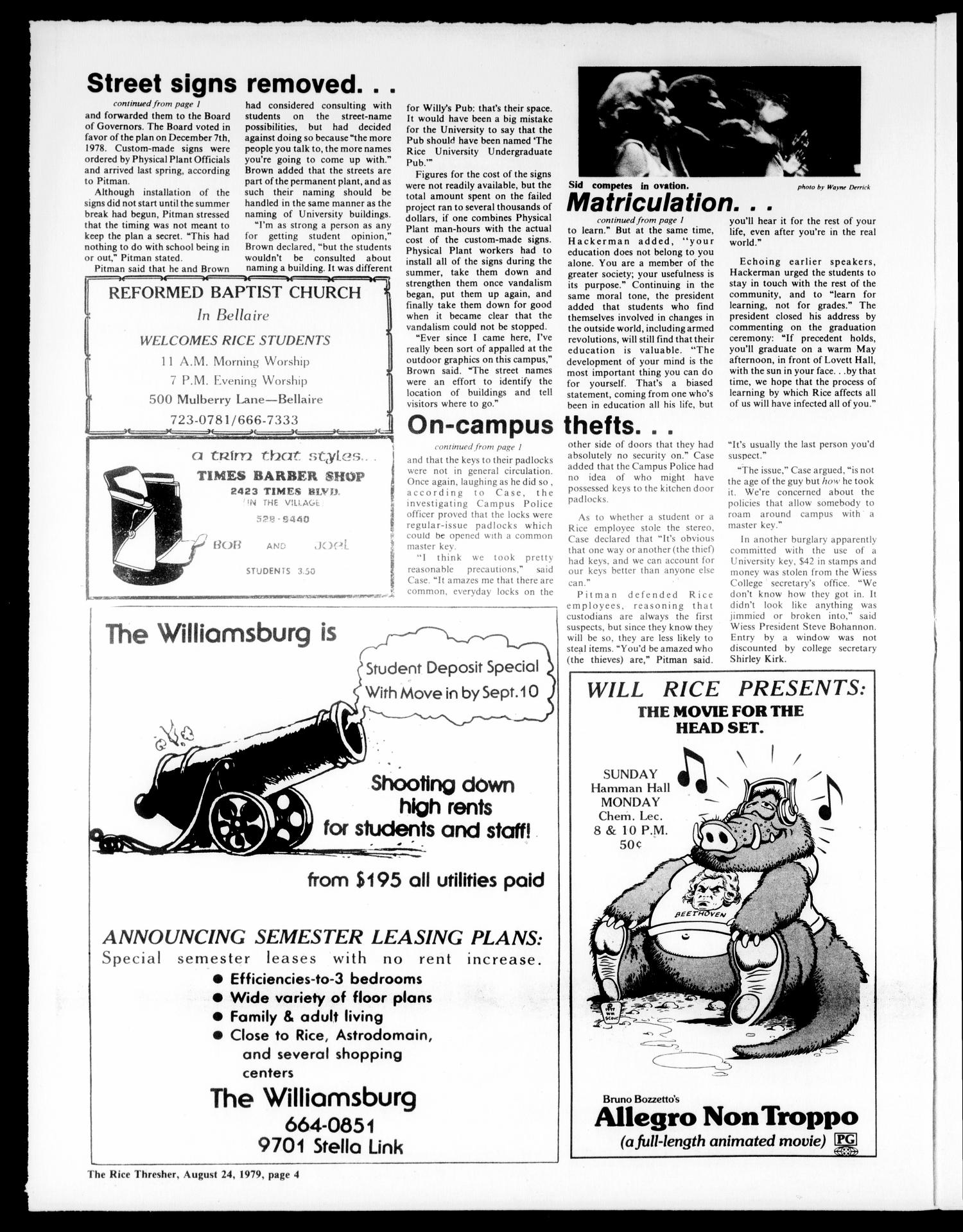 The Rice Thresher (Houston, Tex.), Vol. 67, No. 3, Ed. 1 Friday, August 24, 1979
                                                
                                                    [Sequence #]: 4 of 12
                                                