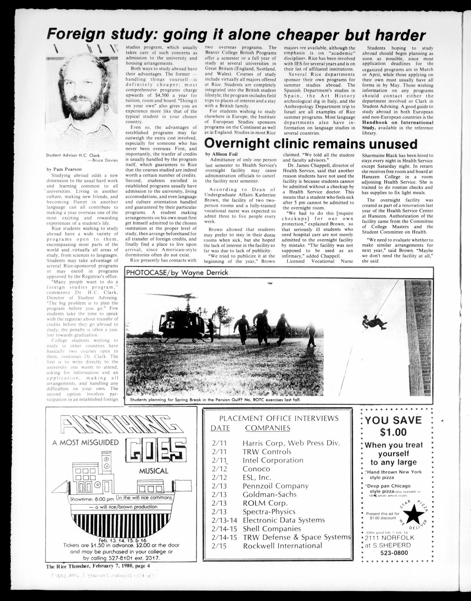 The Rice Thresher (Houston, Tex.), Vol. 67, No. 23, Ed. 1 Thursday, February 7, 1980
                                                
                                                    [Sequence #]: 4 of 20
                                                