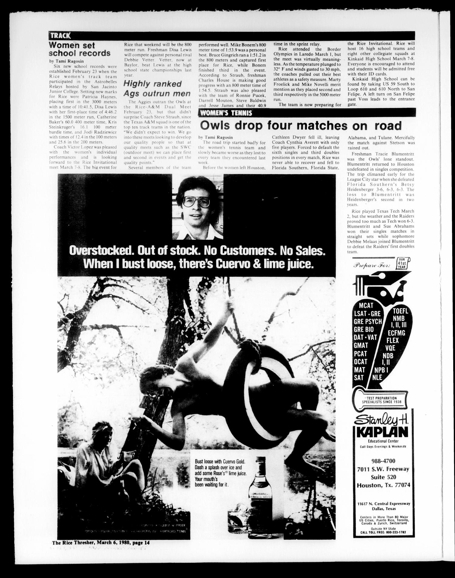 The Rice Thresher (Houston, Tex.), Vol. 67, No. 26, Ed. 1 Thursday, March 6, 1980
                                                
                                                    [Sequence #]: 14 of 20
                                                