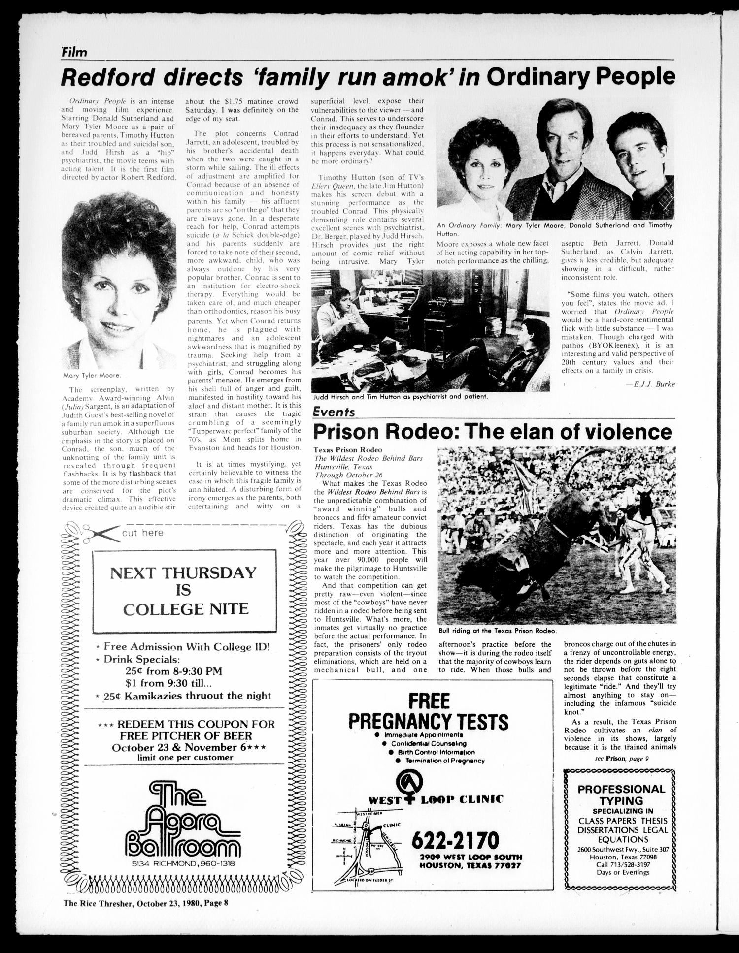 The Rice Thresher (Houston, Tex.), Vol. 68, No. 12, Ed. 1 Thursday, October 23, 1980
                                                
                                                    [Sequence #]: 8 of 32
                                                
