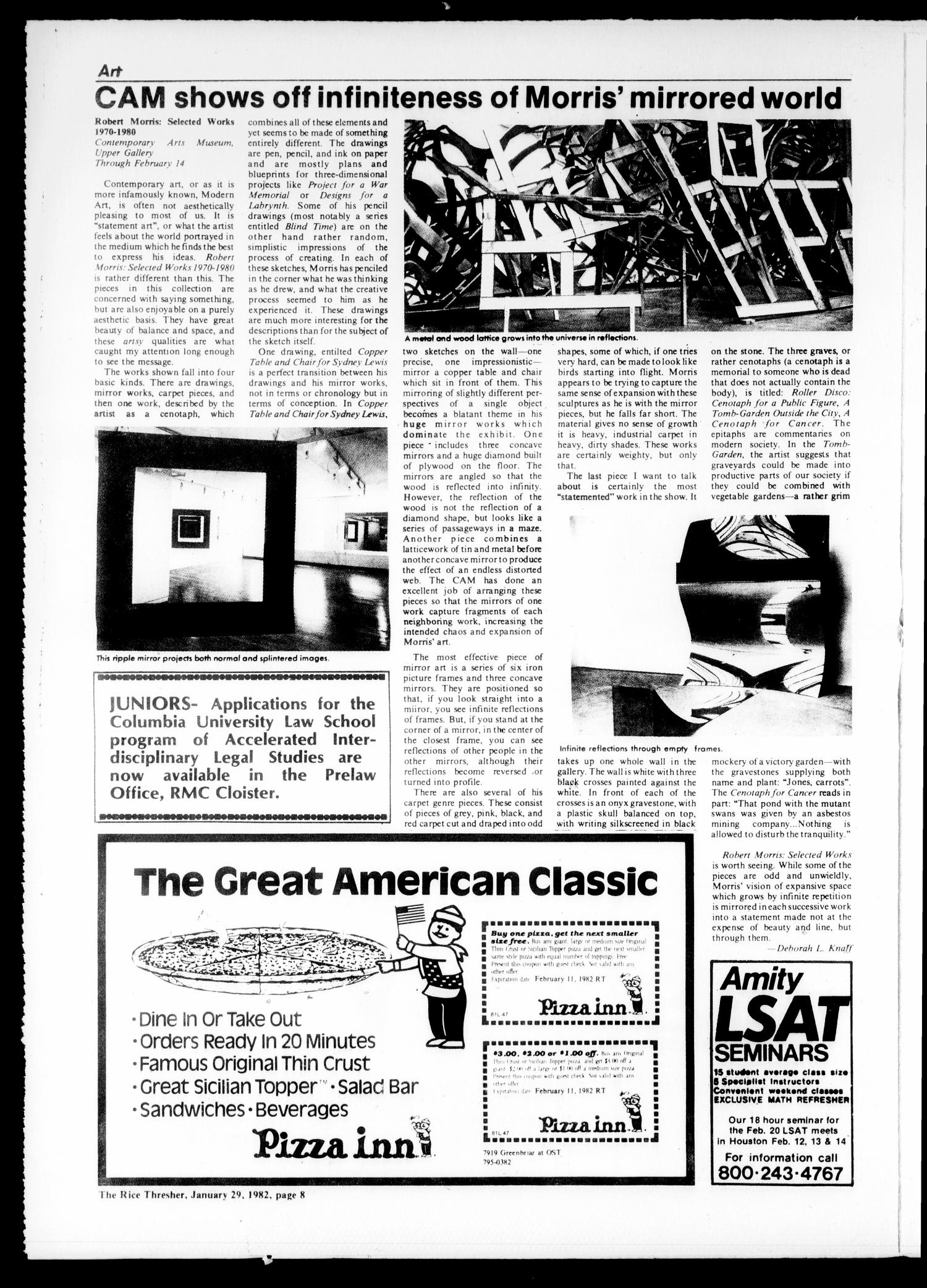 The Rice Thresher (Houston, Tex.), Vol. 69, No. 19, Ed. 1 Friday, January 29, 1982
                                                
                                                    [Sequence #]: 8 of 20
                                                