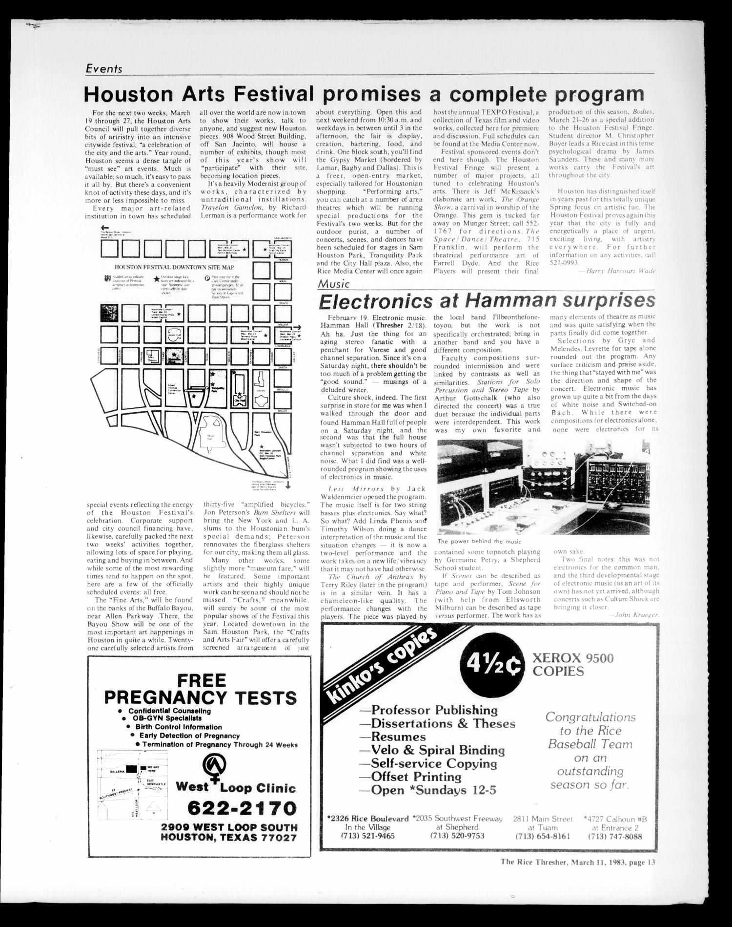 The Rice Thresher (Houston, Tex.), Vol. 70, No. 23, Ed. 1 Friday, March 11, 1983
                                                
                                                    [Sequence #]: 13 of 24
                                                