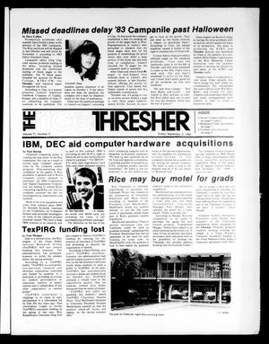 Primary view of object titled 'The Rice Thresher (Houston, Tex.), Vol. 71, No. 3, Ed. 1 Friday, September 2, 1983'.