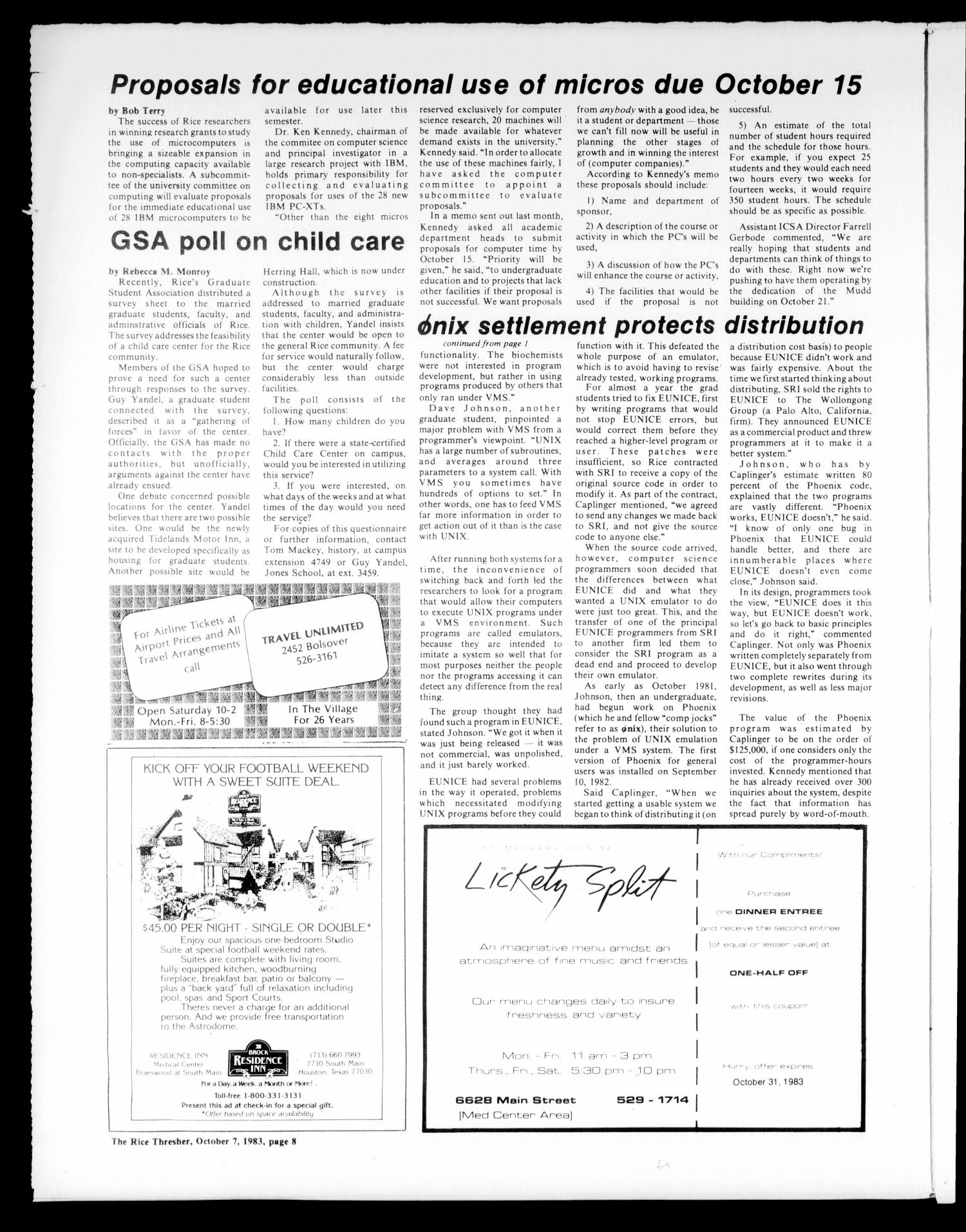 The Rice Thresher (Houston, Tex.), Vol. 71, No. 8, Ed. 1 Friday, October 7, 1983
                                                
                                                    [Sequence #]: 8 of 24
                                                
