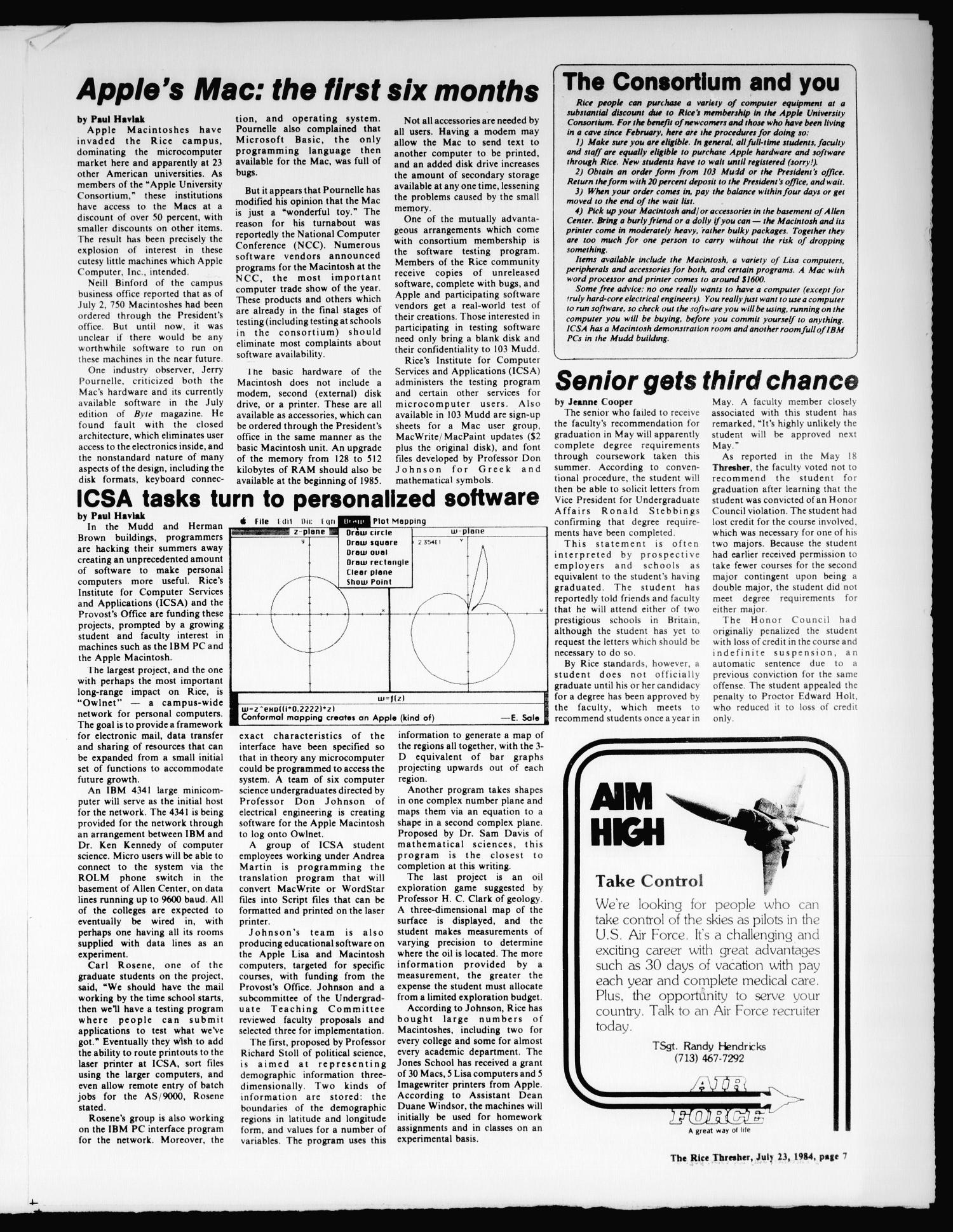 The Rice Thresher (Houston, Tex.), Vol. 72, No. 1, Ed. 1 Monday, July 23, 1984
                                                
                                                    [Sequence #]: 7 of 16
                                                