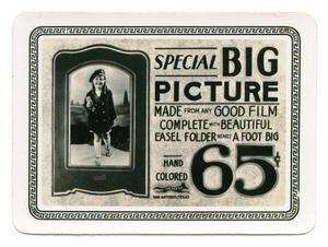 Primary view of object titled '[Ad for Photo Enlargements with the Fox Company]'.