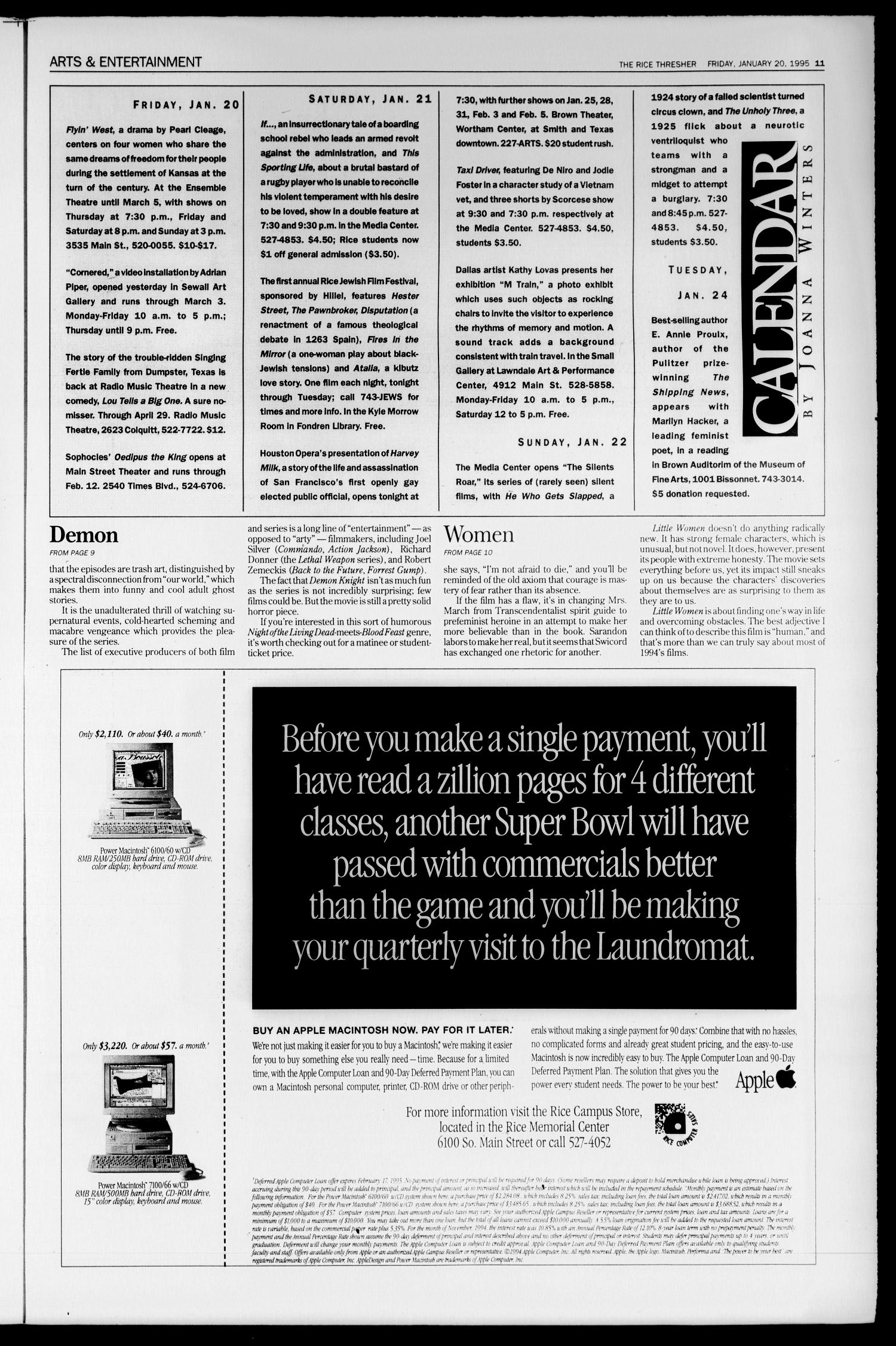 The Rice Thresher (Houston, Tex.), Vol. 82, No. 15, Ed. 1 Friday, January 20, 1995
                                                
                                                    [Sequence #]: 11 of 16
                                                
