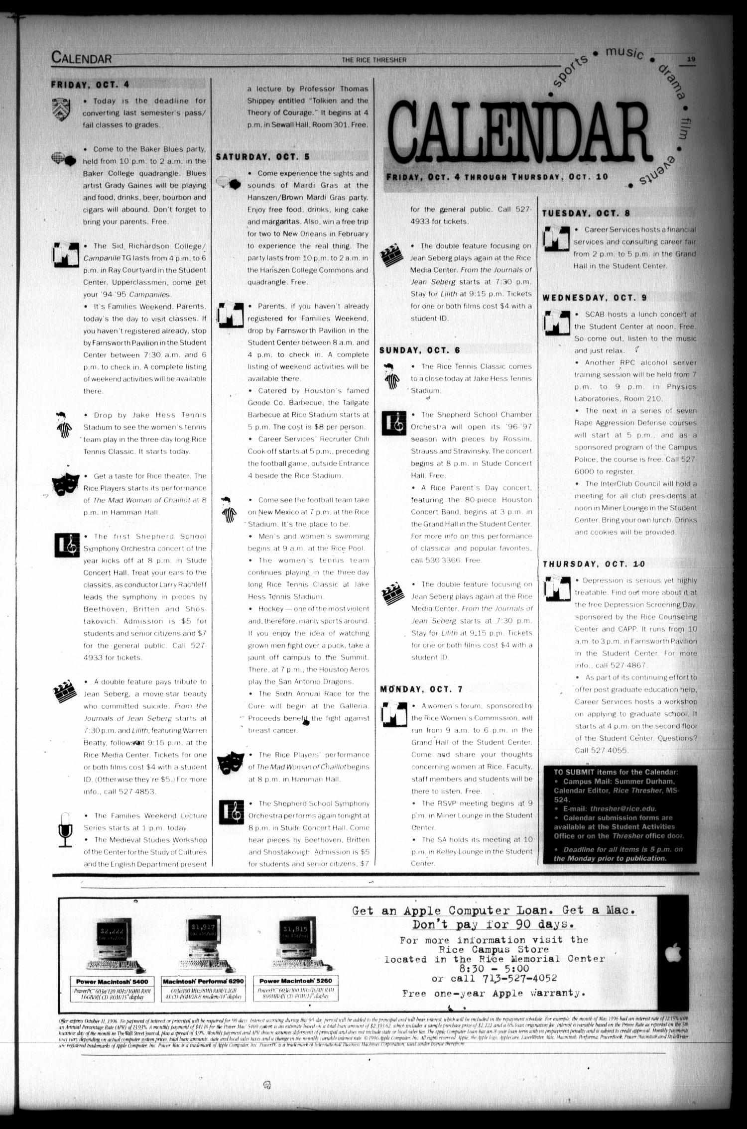 The Rice Thresher (Houston, Tex.), Vol. 84, No. 6, Ed. 1 Friday, October 4, 1996
                                                
                                                    [Sequence #]: 19 of 20
                                                