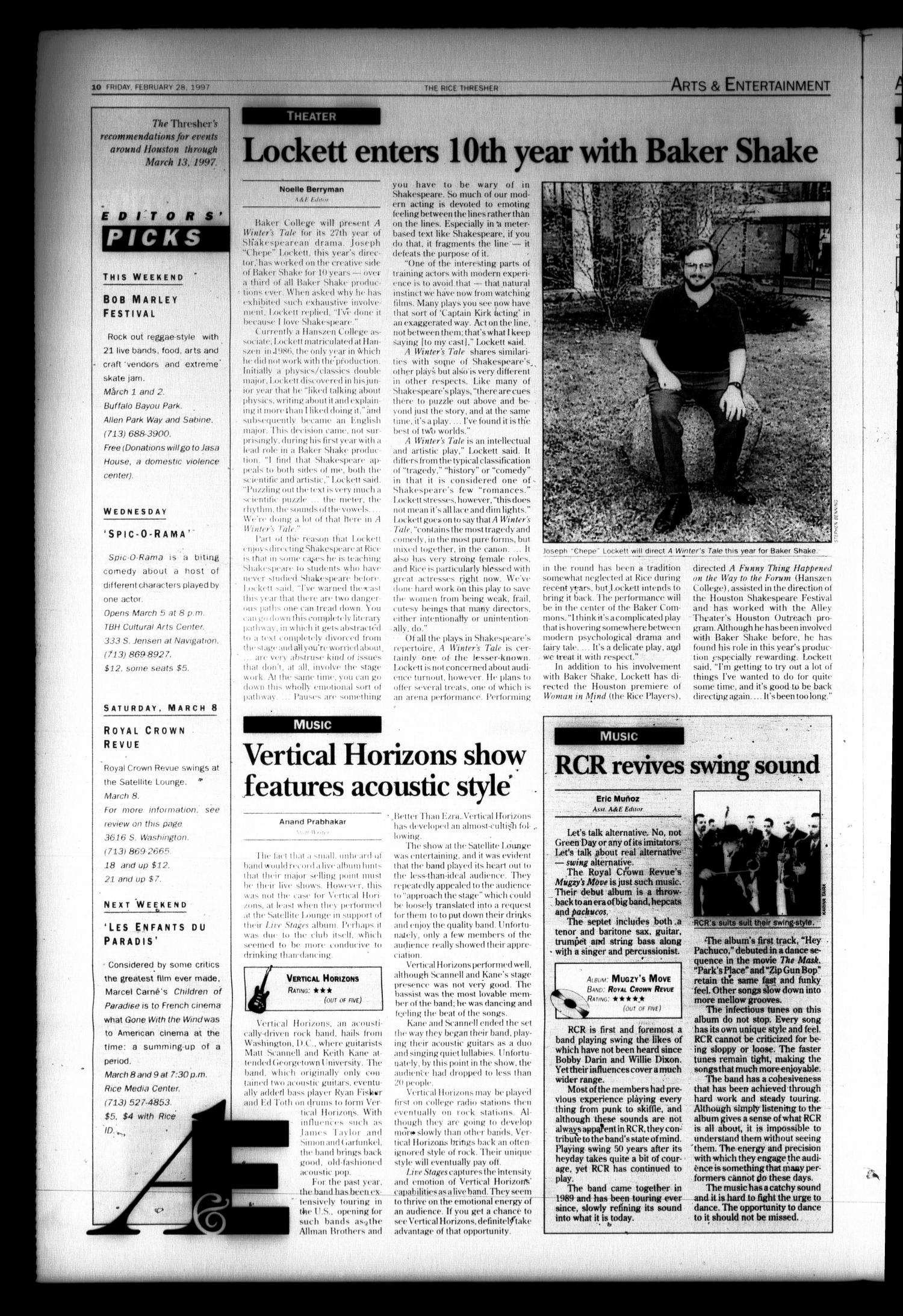 The Rice Thresher (Houston, Tex.), Vol. 84, No. 20, Ed. 1 Friday, February 28, 1997
                                                
                                                    [Sequence #]: 10 of 20
                                                