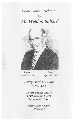 Primary view of object titled '[Funeral Program for Weldon Bullard, April 12, 2002]'.