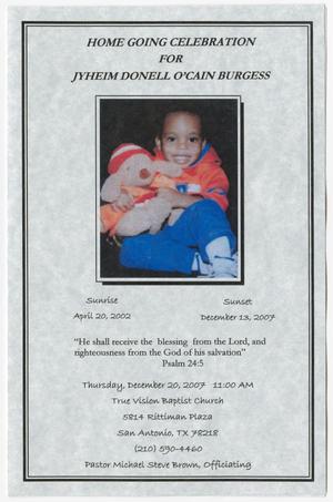 Primary view of object titled '[Funeral Program for Jyheim Donell O'Cain Burgess, December 20, 2007]'.