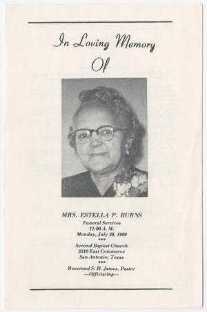 Primary view of object titled '[Funeral Program for Estella P. Burns, July 28, 1980]'.