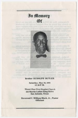 Primary view of object titled '[Funeral Program for Rudolph Butler, May 19, 1979]'.