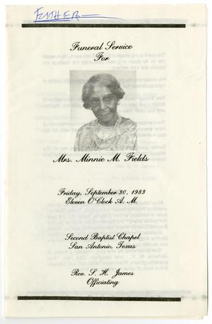 Primary view of [Funeral Program for Minnie M. Fields, September 30, 1983]