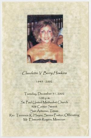 Primary view of [Funeral Program for Claudette V. Berry Hawkins, December 31, 2002]