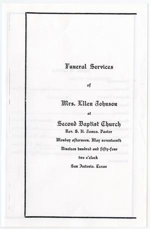 Primary view of object titled '[Funeral Program for Ellen Johnson, May 17, 1954]'.