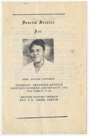 Primary view of object titled '[Funeral Program for Maude Johnson, December 7, 1972]'.