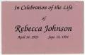 Pamphlet: [Funeral Program for Rebecca Johnson, September 16, 1991]