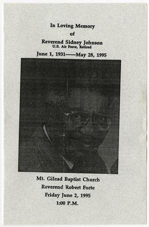 Primary view of object titled '[Funeral Program for Sidney Johnson, June 2, 1995]'.