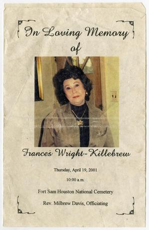 Primary view of object titled '[Funeral Program for Frances Wright-Killebrew, April 19, 2001]'.