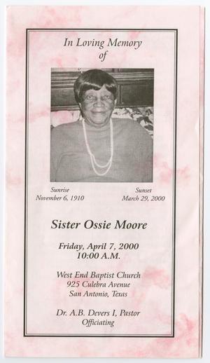 Primary view of object titled '[Funeral Program for Ossie Moore, April 7, 2000]'.