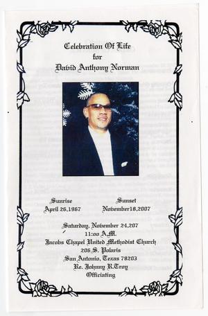 Primary view of object titled '[Funeral Program for David Anthony Norman, November 24, 2007]'.