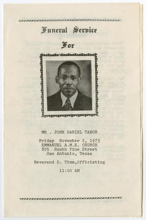 Primary view of object titled '[Funeral Program for John Daniel Tabor, November 2, 1973]'.