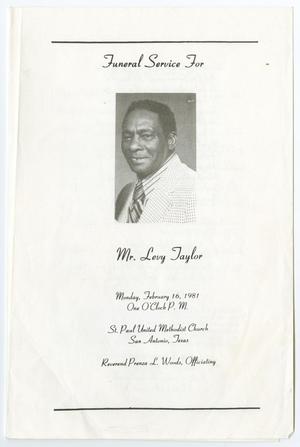 Primary view of object titled '[Funeral Program for Levy Taylor, February 16, 1981]'.