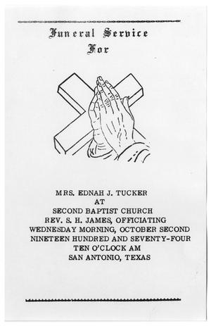 Primary view of object titled '[Funeral Program for Ednah J. Tucker, October 2, 1974]'.