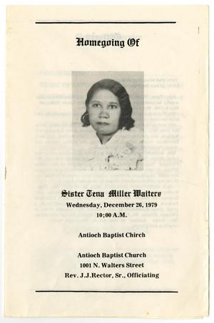Primary view of object titled '[Funeral Program for Tena Miller Waiters, December 26, 1979]'.