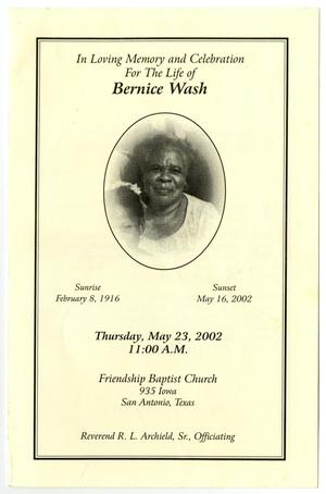 Primary view of object titled '[Funeral Program for Bernice Wash, May 23, 2002]'.