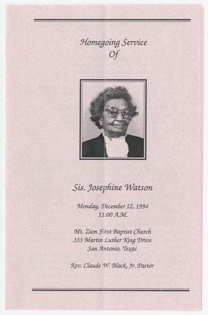 Primary view of object titled '[Funeral Program for Josephine Watson, December 12, 1994]'.