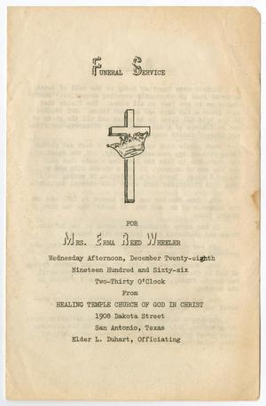 Primary view of object titled '[Funeral Program for Erma Reed Wheeler, December 28, 1966]'.