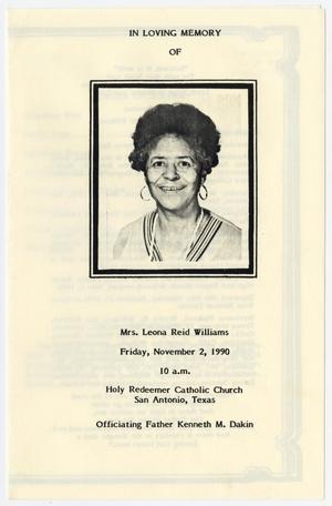 Primary view of object titled '[Funeral Program for Leona Reid Williams, November 2, 1990]'.