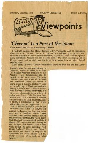 Primary view of object titled 'Editor viewpoints: 'Chicano' Is a part of the idiom'.