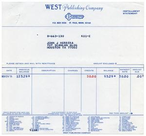 Primary view of object titled '[Bill for John J. Herrera from West Publishing Company, November 29, 1978]'.