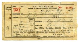Primary view of object titled '[Poll tax receipt for John J. Herrera, County of Harris - 1937]'.