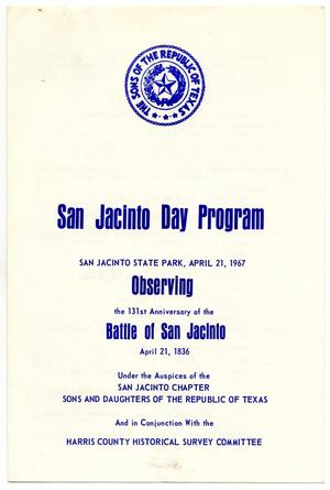 Primary view of object titled '[San Jacinto Day Program - 1967-04-21]'.