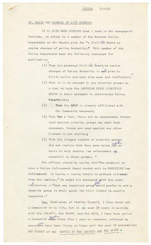 Primary view of object titled '[Draft of speech by John J. Herrera - 1963-02-02]'.