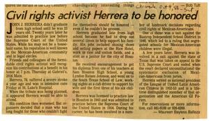 Primary view of object titled 'Civil Rights activist Herrera to be honored'.